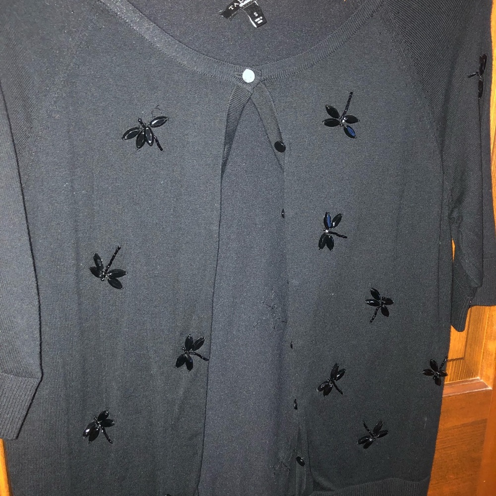 Black 3/4 sleeve knit cardigan